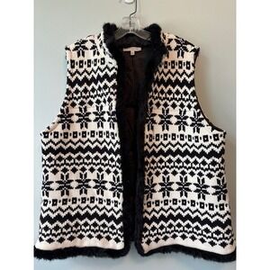 Talbots Black and White Patterned Vest